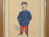 an old picture of a man in a military uniform in a wooden frame