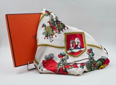 an image of a scarf with a picture of a knight on it