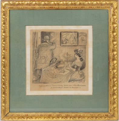 une image représentant un dessin d'un homme et d'une femme assis à une table