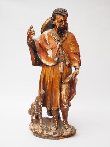 ESPAGNE XVIIème siècle
Saint-Roch en bois sculpté  en ronde bosse...