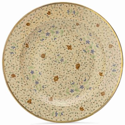 Plat EN Porcelaine Russe À DÉCor Floral