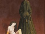 une image représentant un tableau où l'on voit une femme assise par terre à côté d'un mannequin