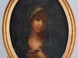 an image of a painting of a woman holding a rosary
