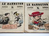 un vieux livre avec des illustrations représentant un homme et une femme portant un chapeau rouge