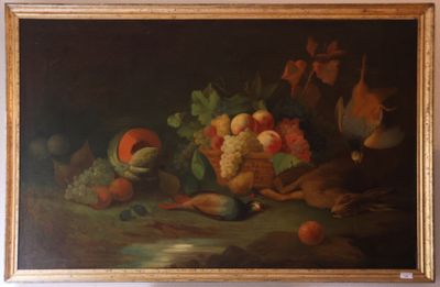 Ecole française du XX° siècle "Nature morte aux gibiers" Hui… - Photo 1