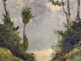 une image représentant un tableau d'un chemin de terre dans les bois