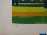 a picture of a painting of a park with trees