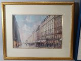 an image of a painting of a street scene in a gold frame