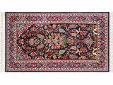 an oriental rug with a floral design on a blue background