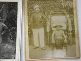 two old black and white photos of a man in uniform and a man in a horse drawn carriage