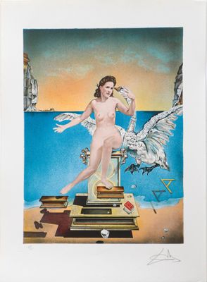 une image représentant un tableau d'une femme nue sur une estrade