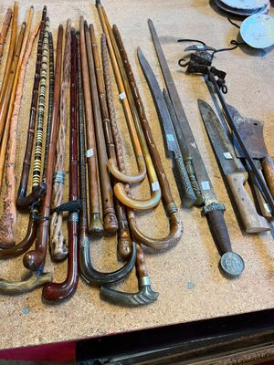 many different types of canes on the table