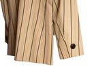 beige and black pinstripe shorts with buttons on the side