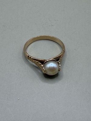 Bague en or jaune 750 millièmes ornée d'une demi-perle , les… - Photo 1