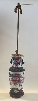 a lamp that is on top of a table