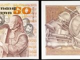 trois images différentes d'un billet de banque sur lequel figurent un homme et une femme
