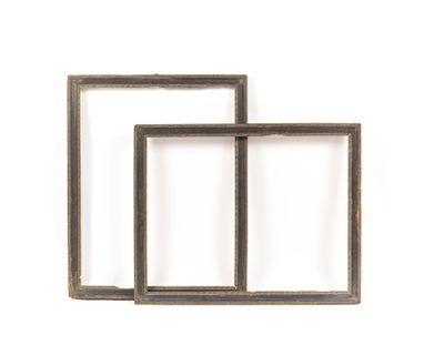 two square wooden frames are shown against a white background