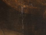 a painting of a woman laying down with her head resting on a pillow
