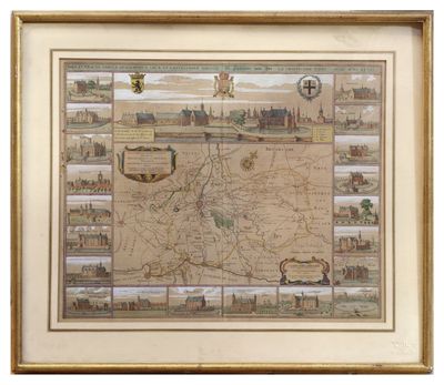 an old map of the city of london in a gold frame
