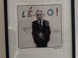 painting of a man in a suit and tie with the word lee o written on it