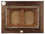 an old picture of a wooden frame with a drawing on it