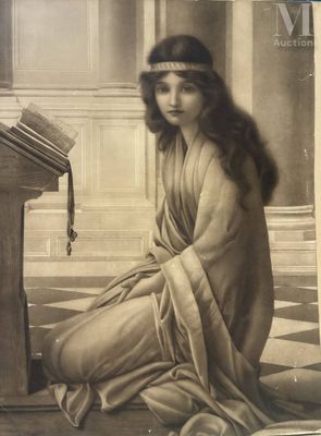 une vieille photo d'une femme assise par terre