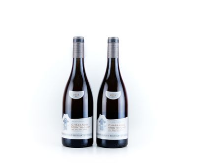 deux bouteilles de vin rouge posées l'une à côté de l'autre sur une surface blanche