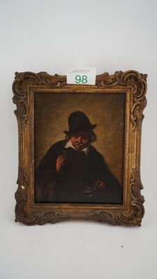 portrait of a man in a top hat with a cigarette in his mouth