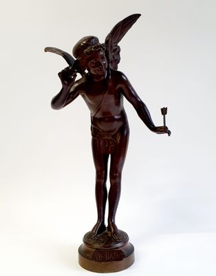 Henri GIRAUD (vers 1805-1895) : "Il bat" Epreuve en bronze à patine br