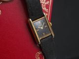 a woman holding a watch on her wrist with a red book in the background