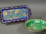 pair of chinese cloise dishes and a bowl