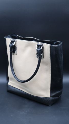 KESSLORD - Sac en cuir bi-tons noir et beige. Bon état