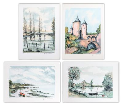 Jean-Pierre LAURENT (né en 1920) Paysage Quatre lithographie…