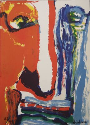 an image of a painting of a man ' s face on a white background