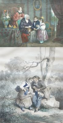 two pictures of a couple of people in the woods
