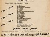 une affiche en noir et blanc sur laquelle figure une liste de noms