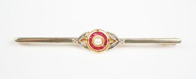 an image of a red and gold tie bar on a white background