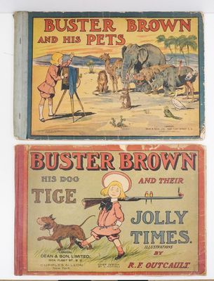 deux livres pour enfants consacrés à la vie et aux aventures de Buster Brown et de ses animaux de compagnie