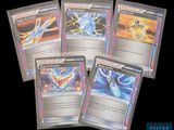 four different pokemon cards are shown on a black background