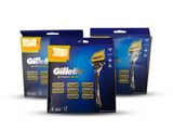 two packages of gillet razors are shown on a white background
