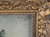 a picture of a painting of a rose in a gold frame