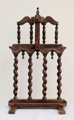 an image of a wooden chair sitting on top of a white table