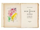 an open book with a drawing of a woman sitting on a banana