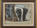 une image représentant un tableau représentant un bateau, dans un cadre en bois