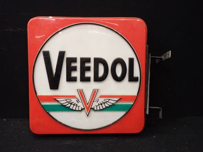 Enseigne vintage en porcelaine « Veedol » avec des ailes et des ailes