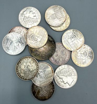 Lot de 13 pièces de 100 francs argent et 1 10 francs argen… - Photo 1