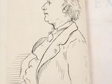 a drawing of a man in a suit and tie in a book