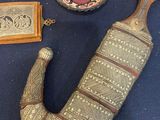 a lot of items that are on a blue table