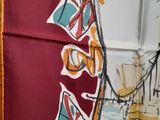 a picture of a table cloth with a boat on it