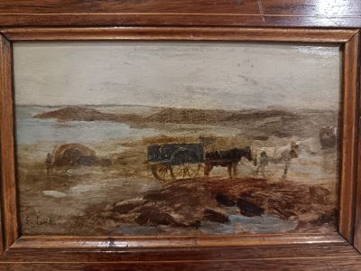 Eugène Léon LABITTE (1858-1937) "Le ramassage du goémon", hu…